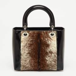 مملوكة مسبقًا Dior Tricolor Calf Hair and Smooth Leather Lady Dior Tote