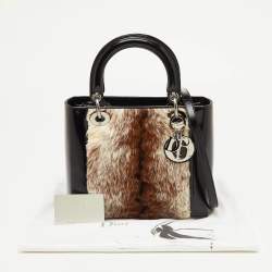 مملوكة مسبقًا Dior Tricolor Calf Hair and Smooth Leather Lady Dior Tote