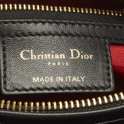 Pre Owned Dior Lady Dior Medium Black Cannage Leather Tote