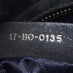 Pre Owned Dior Lady Dior Mini Navy Blue Cannage Iridescent Leather Tote