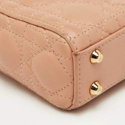 Pre Owned Dior Lady Dior Micro Beige Cannage Leather Tote