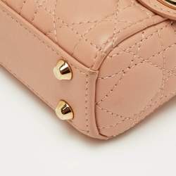 Pre Owned Dior Lady Dior Micro Beige Cannage Leather Tote