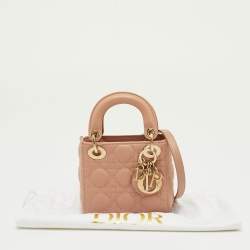 Pre Owned Dior Lady Dior Micro Beige Cannage Leather Tote