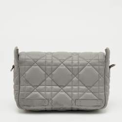 مملوكة مسبقًا Dior Grey Pearlescent Cannage Nylon and Leather DiorCamp Bag
