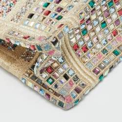 مملوكة مسبقًا Dior Crystal Embellished Book Gold Canvas Tote