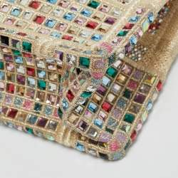 مملوكة مسبقًا Dior Crystal Embellished Book Gold Canvas Tote