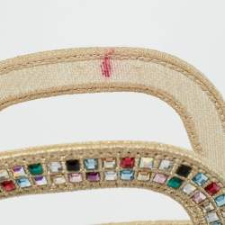 مملوكة مسبقًا Dior Crystal Embellished Book Gold Canvas Tote