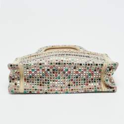 مملوكة مسبقًا Dior Crystal Embellished Book Gold Canvas Tote