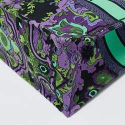 مملوكة مسبقًا حقيبة يد ديور توت كتاب الغابة المنقوشة متعددة الألوان كبيرة قماش مطرز