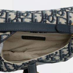 Pre Owned حقيبة ديور سادل قماش أوبليك صغيرة زرقاء داكنة