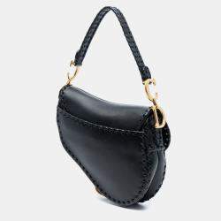 مملوكة مسبقًا Dior Black Smooth Calfskin Braided Saddle Bag