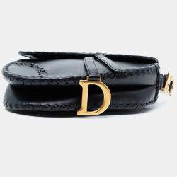 مملوكة مسبقًا Dior Black Smooth Calfskin Braided Saddle Bag