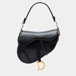 مملوكة مسبقًا Dior Black Smooth Calfskin Braided Saddle Bag