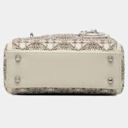 مملوكة مسبقًا Dior White Mini Beaded Lambskin Cannage Lady Dior