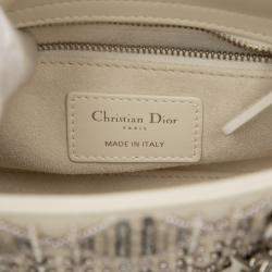 مملوكة مسبقًا Dior White Mini Beaded Lambskin Cannage Lady Dior