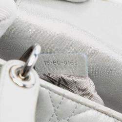 Pre Owned Dior Silver Mini Iridescent Lambskin Cannage Lady Dior