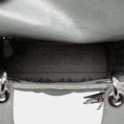 Pre Owned Dior Silver Mini Iridescent Lambskin Cannage Lady Dior