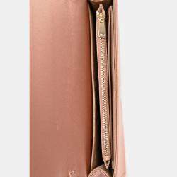 Pre Owned Christian Dior 2019 Pink Satin Cannage Wallet on Chain
