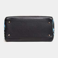 مملوكة مسبقًا حقيبة ديور ليدي ديور جلد بطبعة زهور سوداء/زرقاء 2016