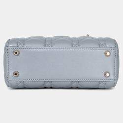 مملوكة مسبقًا Christian Dior Grey Shimmer Leather Cannage Mini Lady Dior with Strap
