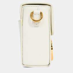 Pre Owned Christian Dior White Leather 'Sac 30 Montaigne Mini' Crossbody