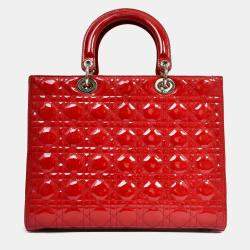 مملوكة مسبقًا Christian Dior 2011 Red Patent Leather Large Lady Dior