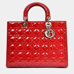 مملوكة مسبقًا Christian Dior 2011 Red Patent Leather Large Lady Dior