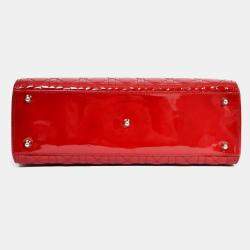 مملوكة مسبقًا Christian Dior 2011 Red Patent Leather Large Lady Dior