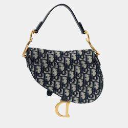 مملوكة مسبقًا حقيبة سرج ميني جاكار مائلة زرقاء 2019 كريستيان ديور مع حزام