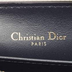 Pre Owned محفظة ديور فيب جلد أزرق بحري/أبيض مدمجة