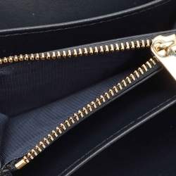 Pre Owned محفظة ديور فيب جلد أزرق بحري/أبيض مدمجة