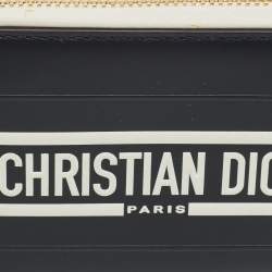 Pre Owned محفظة ديور فيب جلد أزرق بحري/أبيض مدمجة