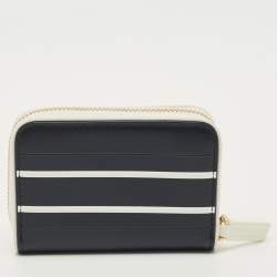 Pre Owned محفظة ديور فيب جلد أزرق بحري/أبيض مدمجة