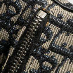 مملوكة مسبقًا حقيبة كتف ديور سادل أوبليك كانفاس جلد كحلية بيج للجسم