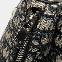 مملوكة مسبقًا حقيبة كتف ديور سادل أوبليك كانفاس جلد كحلية بيج للجسم