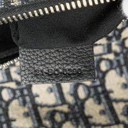 مملوكة مسبقًا حقيبة كتف ديور سادل أوبليك كانفاس جلد كحلية بيج للجسم