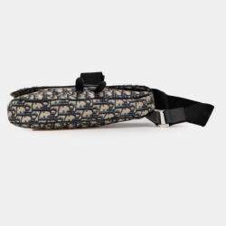 مملوكة مسبقًا حقيبة كتف ديور سادل أوبليك كانفاس جلد كحلية بيج للجسم