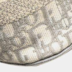 مملوكة مسبقًا حقيبة يد كريستيان ديور سفري أوبليك قماش رمادي وأبيض