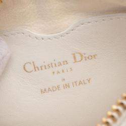 Pre Owned Christian Dior Dior Vibe Micro Shoulder Bag Leather White Navy