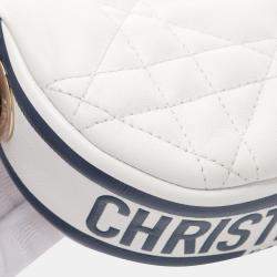 Pre Owned Christian Dior Dior Vibe Micro Shoulder Bag Leather White Navy