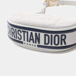 Pre Owned Christian Dior Dior Vibe Micro Shoulder Bag Leather White Navy