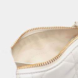 Pre Owned Christian Dior Dior Vibe Micro Shoulder Bag Leather White Navy