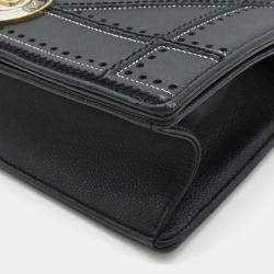 مملوكة مسبقًا حقيبة كتف ديوراما كريستيان ديور سلسلة جلد مثقب أسود