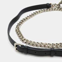 مملوكة مسبقًا حقيبة كتف ديوراما كريستيان ديور سلسلة جلد مثقب أسود