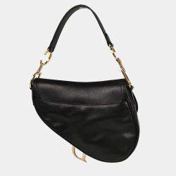 مملوكة مسبقًا Christian Dior Black Leather Saddle Handbag