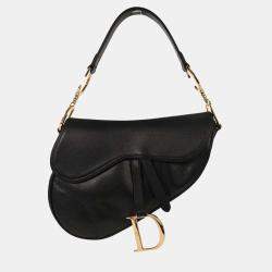 مملوكة مسبقًا Christian Dior Black Leather Saddle Handbag