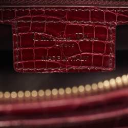Pre Owned Dior Lady Dior Medium Burgundy Crocodile Tote