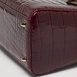 Pre Owned Dior Lady Dior Medium Burgundy Crocodile Tote