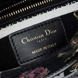 Pre Owned Dior Black Mini Embroidered Canvas Mille Fleurs Lady D Lite