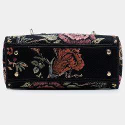 Pre Owned Dior Black Mini Embroidered Canvas Mille Fleurs Lady D Lite